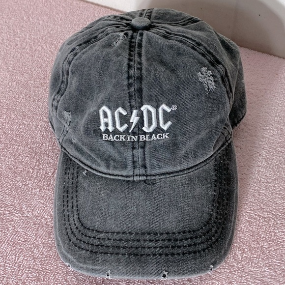 AC/DC | Accessories | Acdc Back In Black Grey Distressed Hat | Poshmark